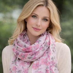 Romantic Watercolor Pink Wildflower Garden Scarf Wrap Large Scarf Lightweight